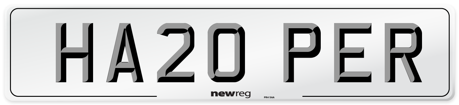 HA20 PER Number Plate from New Reg